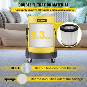 Aspirator multifunctional VEVOR VV-VC-220V, 4 in 1, 1200W, 20L, Galben - Img 4