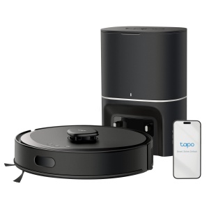 Aspirator robot Tapo RV30 Max Plus cu functie de stergere si statie de aspiratie automata, aspiratie ultra puternica de 5300Pa, navigatie duala LiDAR + IMU, control vocal Alexa si Google Assistant, APP