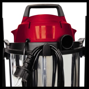Aspirator umed/uscat Einhell TC-VC 1812 S (putere de 1.250 W, sistem de furtun de 36 mm, recipient din otel inoxidabil de 12 l, filtru de spuma, extins. accesorii duze), rosu, negru, alb - Img 7