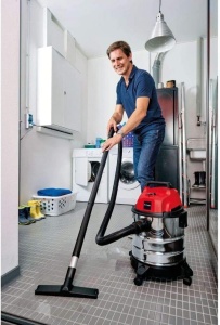 Aspirator umed/uscat Einhell TC-VC 1820 S (1250 wati, rezervor din otel inoxidabil 20l, racord de suflare, 4 role, sistem de furtun O36mm incl. furtun de aspiratie + extensie, duza combinata + filtru), negru - Img 5