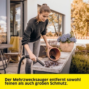 Aspirator umed/uscat Karcher WD 3 V-17/4/20, incl. filtru cartus, sac filtrant din lana, 1.000 W, recipient din plastic: 17 l, furtun de aspiratie: 2 m si depozitare furtun, functie de suflare, duza pentru podea si crapaturi - Img 4