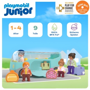 Autobuz de calatorie PLAYMOBIL JUNIOR, 9 piese, din plastic biobazat - Img 4