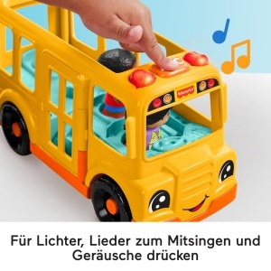 Autobuz scolar jucarie Fisher-Price cu muzica si lumini, 2 figurine - Img 4