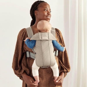 BabyBjorn Marsupiu Mini, Plasa 3D, Gri-Bej - Img 5