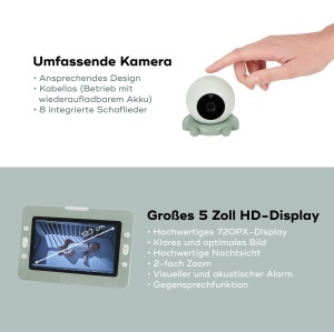 Babyphone Babymoov Yoo Go Plus HD cu Camera, Display 5 inch, Autonomie 8 ore - Img 4