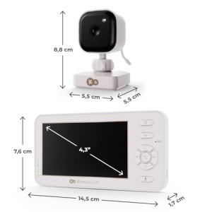 Babyphone Kinderkraft NITEEYE TRAVEL cu camera, monitor 4,3, cablu, VOX, alb - Img 12