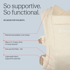 Babytrage Ergobaby Embrace, 0-12 luni, 2 pozitii, culoare crema - Img 4