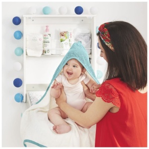 Badabulle Masa de infasat montata pe perete Splash - incl. compartiment pentru rafturi pentru schimbarea accesoriilor si covoras de infasat - Img 6
