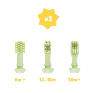 Badabulle Periuta de dinti bebe din silicon cu 3 capete interschimbabile ergonomica si sigura - Img 4