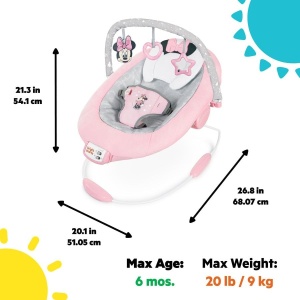 Balansoar pentru bebelusi Bright Starts Minnie Mouse, roz, cu muzica si 3 jucarii - Img 3