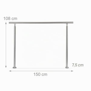 Balustrada din inox Relaxdays, 1,5 m, cu 2 posturi, pentru interior si exterior - Img 3