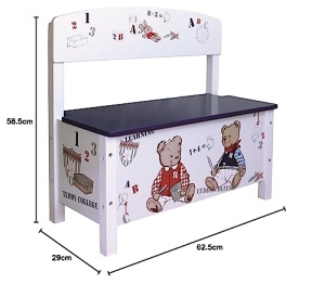 Banca de joaca Truhenbank Teddy College, 30 cm, alba, din MDF si lemn masiv - Img 5