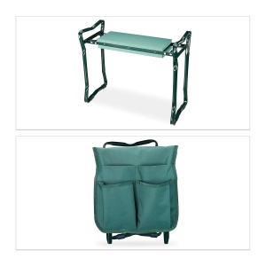 Bancuta de gradina Relaxdays, verde, 2 in 1, max 150 kg, HBT 50x60x27,5 cm - Img 6