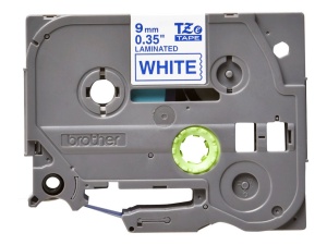 Banda de Etichete Brother TZe-223, 9mm x 8m, Albastru pe Alb, Laminata - Img 3