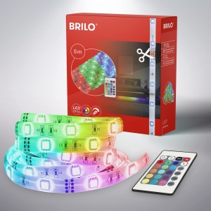 Banda LED Briloner 5m cu telecomanda, 150 LED-uri RGB, 24W