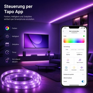 Banda LED Inteligenta Tapo L900A-5, 5m, RGB, WiFi, Control Aplicatie - Img 4