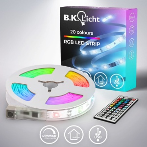 Banda LED USB B.K.Licht, 5m, RGB, dimabila, autoadeziva - Img 2