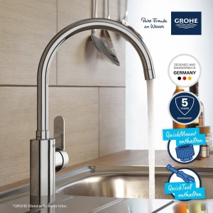 Baterie bucatarie GROHE Get 31494001 crom inaltime mare rotire 150deg economisire apa - Img 3