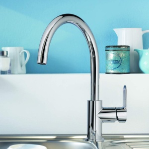 Baterie de bucatarie GROHE BauEdge, crom, 360 rotire, inaltime mare - Img 5