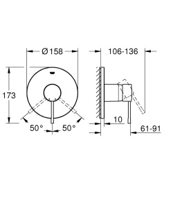 Baterie dus incastrata GROHE Essence 24057001 maner metalic finisaj cromat compatibila cu Rapido SmartBox - Img 4