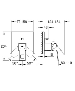Baterie pentru cada GROHE Eurocube, crom, 46 mm, cu montaj rapid - Img 3