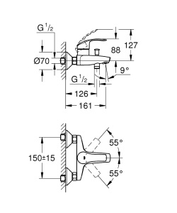Baterie pentru cada GROHE Eurosmart, crom, cu control temperatura si debit - Img 2