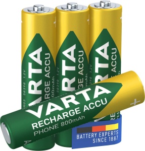 Baterie reincarcabila VARTA AAA 800 mAh, 4 bucati, Ni-Mh, pentru aparate electronice