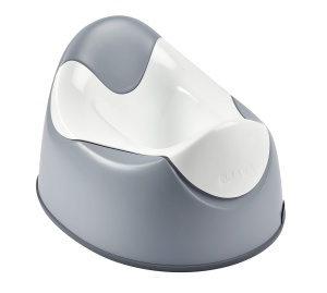 BEABA - Oala pentru bebelusi - Olita ergonomica pentru copii - Antiderapanta - Igienic - Usor de curatat - Insertie de toaleta cu manere - Fabricat in Franta - Gri
