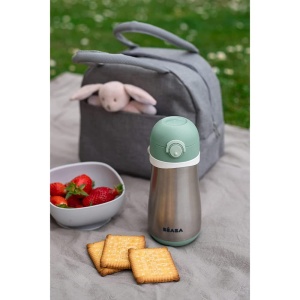 Beaba Sticla Inox pentru Copii 2-in-1 350ml Verde Salvie Design Robust - Img 5