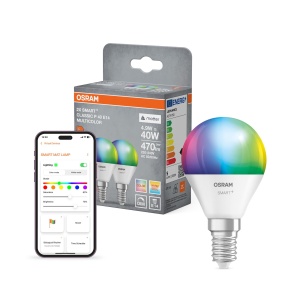 Bec Inteligent Osram SMART E14, 9W, 16 Mio Culori RGB, 2 Bucati