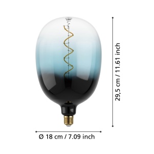 Bec LED decorativ EGLO XXL E27, 4W, lumina calda, dimmabil, PetrolNegru - Img 3