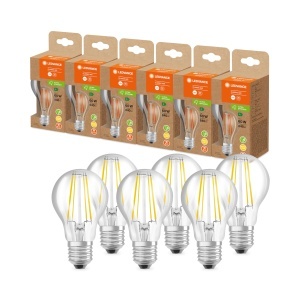 Bec LED LEDVANCE, Filament, E27, 4W, 3000K, Pachet 6 bucati, Echivalent 60W