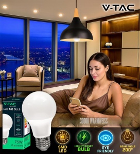 Bec LED V-TAC E27 10,5W A60 3000K, 1055 Lumen, 10 bucati - Img 4