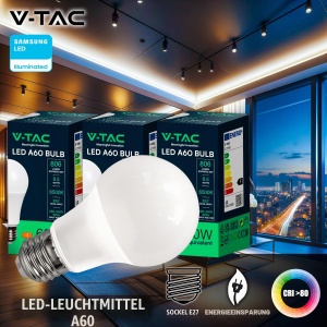 Bec LED V-TAC E27 8,5W 3000K - 806 Lumen - Eficienta Energetica - Img 2