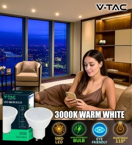 Bec LED V-TAC GU10, 4.5W (35W echivalent), 400 Lumen, 3000K Alb Cald, 10 Bucati - Img 3