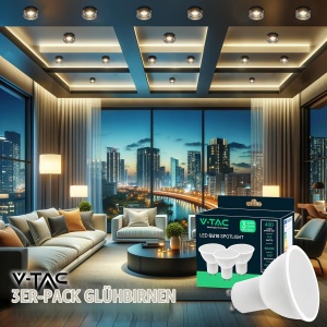 Bec LED V-TAC GU10, 4.5W, 400 Lumen, 3000K, 3 bucati - Img 2
