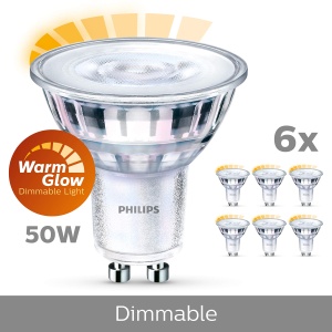 Becuri LED Philips GU10 Warm Glow Set 6 50W Dimabile Lumina Cald Alb - Img 7