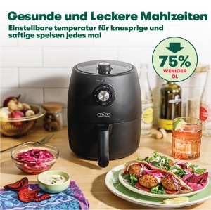 BELLA Air Fryer 1.9L, multicooker compact 5 in 1, acoperire antiaderenta, cos sigur pentru masina de spalat vase, negru mat - Img 5