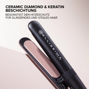 Bellissima Creativity Plac de indreptat parul drept, par drept sau ondulat, ionizator, acoperire ceramica + particule de diamant + keratina, placi flexibile, 5 temperaturi 150/230degC cu functie de memorie - Img 5