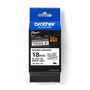 Benzi de etichetare Brother TZe-S241, 18mm, negru pe alb, rezistente