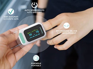 BEPER P303MED050 pulsoximetru, oximetru, pulsoximetru pentru saturatie de oxigen (SpO2), puls (PR), afisaj LED, alimentat cu baterie, curea de transport inclusa - Img 2