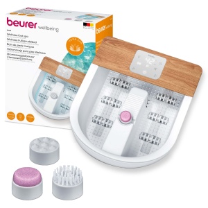 Beurer FB 65 Baie cu spuma pentru picioare wellness cu incalzire cu apa si iluminare comutabila, statie de pedichiura rotativa integrata, vibratii relaxate si masaj cu bule