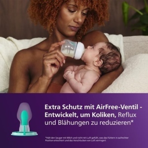 Biberoane Philips AVENT cu supapa AirFree, set cadou pentru nou-nascuti - 4 biberoane, suzeta ultra moale si perie pentru biberoane, bebelusi cu varsta cuprinsa intre 0 si 12 luni si peste (model SCD657/11) - Img 3
