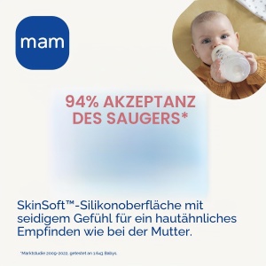 Biberon MAM 330Ml cu Tetina SkinSoft pentru 4 Luni, Albastru - Img 2