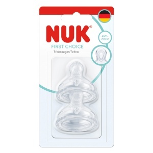 Biberon NUK First Choice cu tetina din silicon, anti-colici, 2 bucati