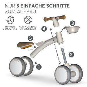 Bicicleta fara pedale KikkaBoo ZIPI ajustabila cu roti EVA pentru copii 1-3 ani Beige - Img 3