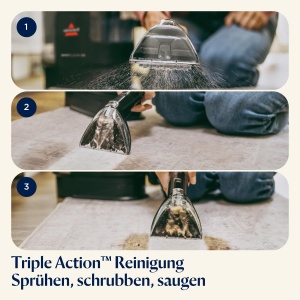 BISSELL SpotClean C5, dispozitiv de curatare a tapiteriei, curatator de covoare cu sistem cu actiune tripla, aspirator usor de spalat, aspirator umed pentru covoare, tapiterie, masina si multe altele, motor puternic de 400 W, 3861N - Img 3