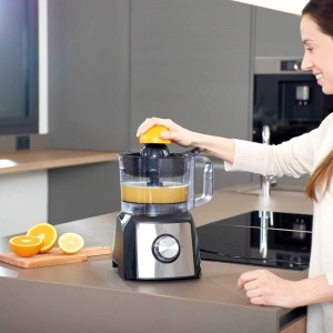 BLACK+DECKER BXFPA1200E - Robot de bucatarie, 1.200W, recipient 1.5l, 2 setari de viteza/functie turbo, 8 accesorii, anti-amprenta, lame si discuri din otel inoxidabil, fara BPA - Img 4