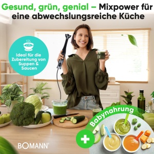 Blender de mana Bomann SM 6081 CB, 350W, Turbo, BPA-free, otel inoxidabil - Img 6