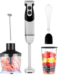 Blender de mana MegaWise Pro Titanium 5 in 1, 800 W, 12 viteze, Negru